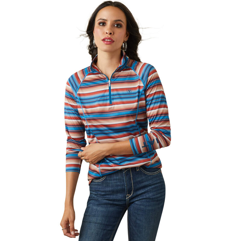 Ariat Hemden Damen - Laguna 1/4 Zip Blau/Koralle ( LFBRV-9538 )